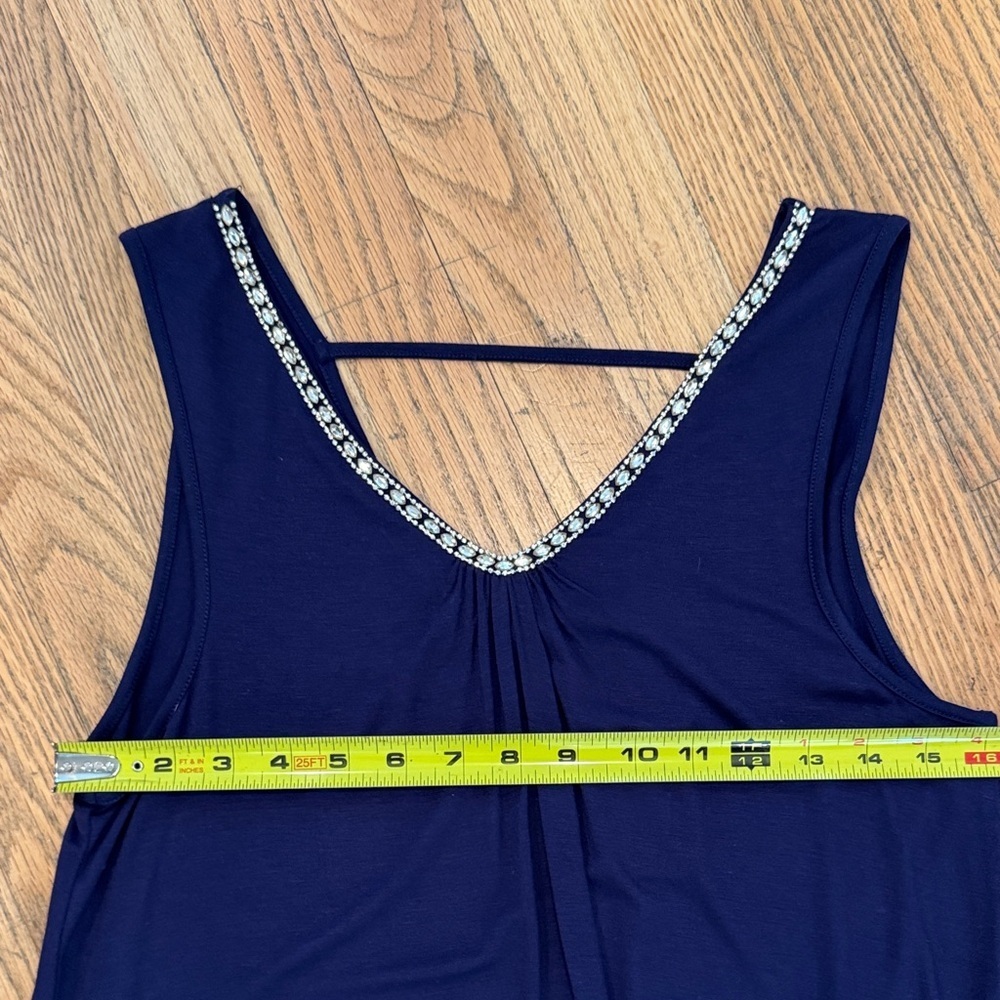 Cable & Gauge Navy Tank Top with Beaded Neckline - Picture 4 of 7